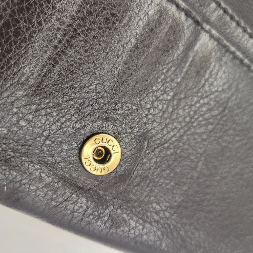 Gucci Vintage Crest Leather Brown Long Wallet